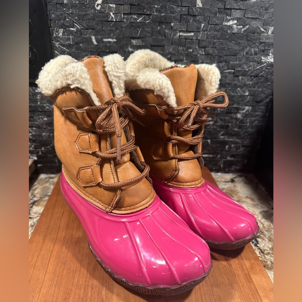Girls Size 2 Pink Duck Boots Nicole Miller Bigs Kids Sz 2 Rain Snow Muck boot